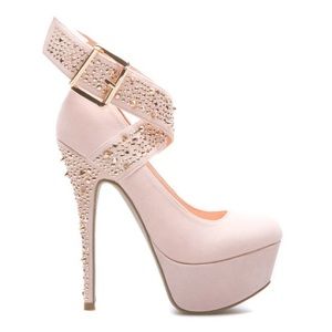 Nude spikes high heels